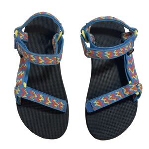 Teva Original Universal Hiking Sandals Blue Yellow Womens 6 UK 4 EU 37